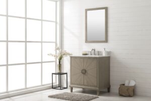 Legion Furniture 30" ANTIQUE GRAY OAK VANITY WITH CARRARA WHITE TOP WLF7040-30-AGO-CW