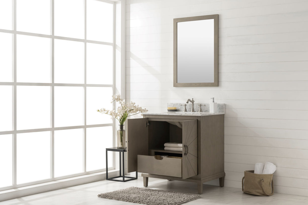 Legion Furniture 30" ANTIQUE GRAY OAK VANITY WITH CARRARA WHITE TOP WLF7040-30-AGO-CW