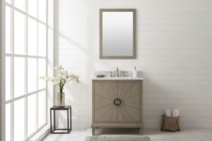 Legion Furniture 30" ANTIQUE GRAY OAK VANITY WITH CARRARA WHITE TOP WLF7040-30-AGO-CW