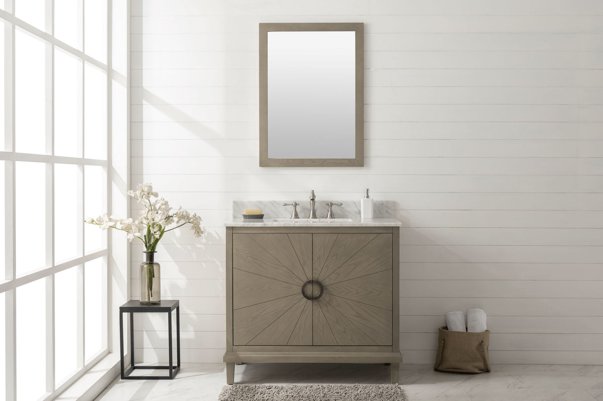 Legion Furniture 36" ANTIQUE GRAY OAK  VANITY WITH CARRARA WHITE TOP WLF7040-36-AGO-CW