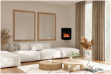 Amantii WM-BI-2428-VLR-BG Wall Mount or Built In Smart Electric, WiFi Enabled Fireplace, includes a Black Glass Surround, MultiFunction Remote Control and Multi Speed Flame Motor, and 7 Piece Oak Log Set and Sable Glass