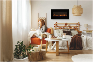 Amantii WM-FM-48-5823-BG Wall Mount/ Flush Mount Smart Electric  48" Indoor / Outdoor WiFi Enabled Fireplace , Featuring a MultiFunction Remote Control , Multi Speed Flame Motor