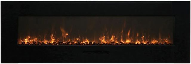 Amantii WM-FM-72-8123-BG Wall Mount/ Flush Mount Smart Electric  72" Indoor / Outdoor WiFi Enabled Fireplace , Featuring a MultiFunction Remote Control , Multi Speed Flame Motor