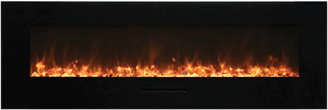 Amantii WM-FM-72-8123-BG Wall Mount/ Flush Mount Smart Electric  72" Indoor / Outdoor WiFi Enabled Fireplace , Featuring a MultiFunction Remote Control , Multi Speed Flame Motor