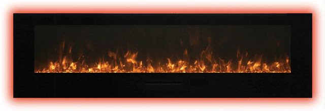 Amantii WM-FM-72-8123-BG Wall Mount/ Flush Mount Smart Electric  72" Indoor / Outdoor WiFi Enabled Fireplace , Featuring a MultiFunction Remote Control , Multi Speed Flame Motor