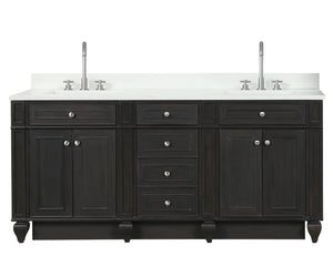 Winston 72" Double Sink Vanity with White Quartz Top