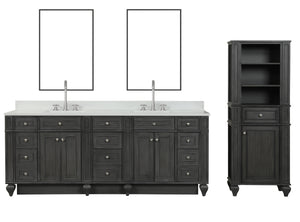 Winston 84" Double Sink Vanity with White Quartz Top