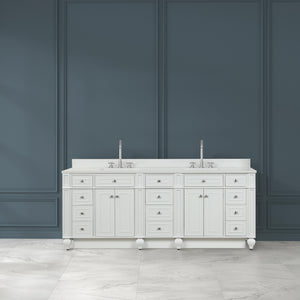 Winston 84" Double Sink Vanity with White Quartz Top