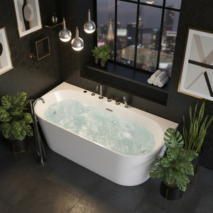 New England Home Goods Seven 63" Freestanding Tub in White - Stone Resin Solid Surface