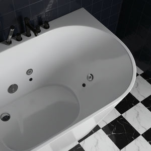 New England Home Goods Seven 63" Freestanding Tub in White - Stone Resin Solid Surface