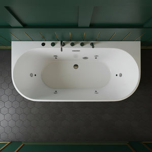 New England Home Goods Seven 63" Freestanding Tub in White - Stone Resin Solid Surface