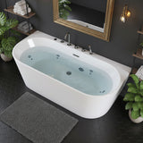 New England Home Goods 64" Freestanding Acrylic Massage Bathtub