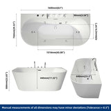New England Home Goods 64" Freestanding Acrylic Massage Bathtub