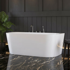 New England Home Goods Seven 63" Freestanding Tub in White - Stone Resin Solid Surface