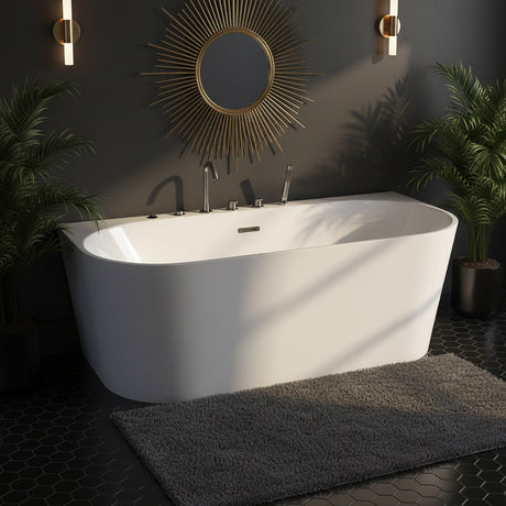 New England Home Goods Seven 63" Freestanding Tub in White - Stone Resin Solid Surface
