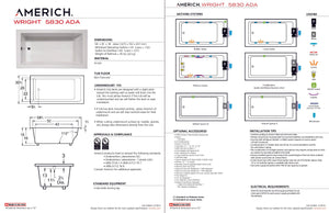 Americh WR5830ADATA5-BI Wright 5830 ADA - Tub Only / Airbath 5 - Biscuit