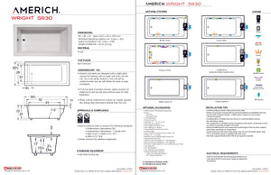 Americh WR5830TA5-BI Wright 5830 - Tub Only / Airbath 5 - Biscuit