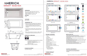 Americh WR6032ADATA5-BI Wright 6032 ADA - Tub Only / Airbath 5 - Biscuit
