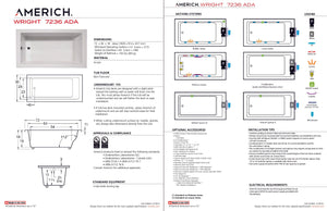 Americh WR7236ADATA5-BI Wright 7236 ADA - Tub Only / Airbath 5 - Biscuit