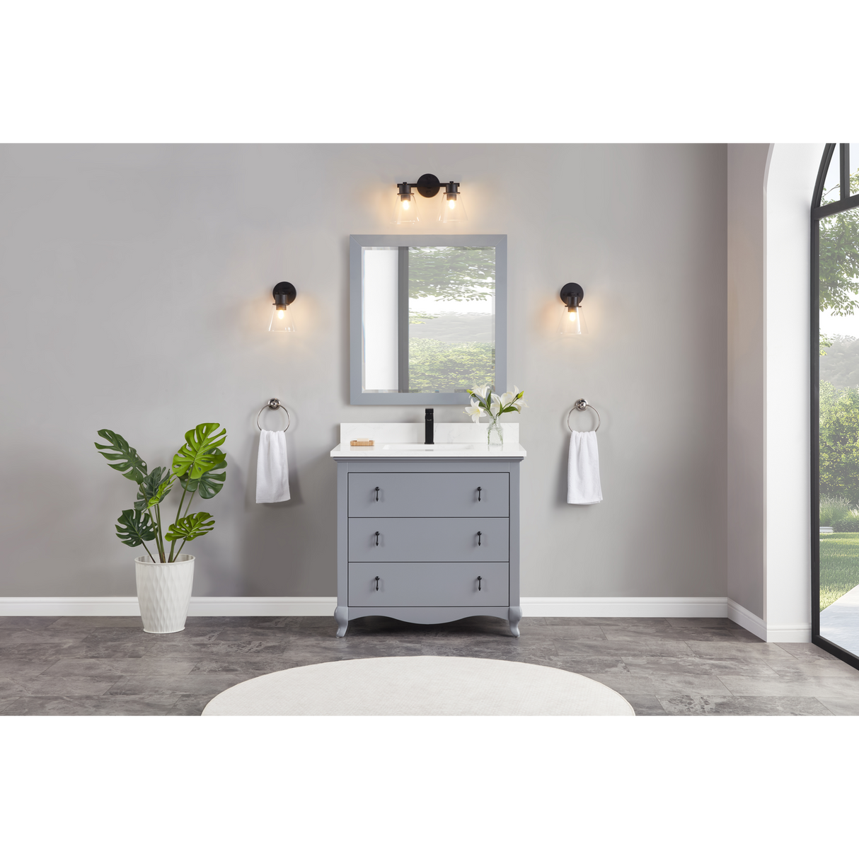 Legion Furniture 36" CADET FINISH SOLID WOOD SINK VANITY  WITH 1' ARTIFICIAL STONE TOP WS2512-36-CD