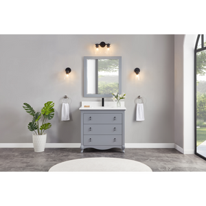 Legion Furniture 36" CADET FINISH SOLID WOOD SINK VANITY  WITH 1' ARTIFICIAL STONE TOP WS2512-36-CD