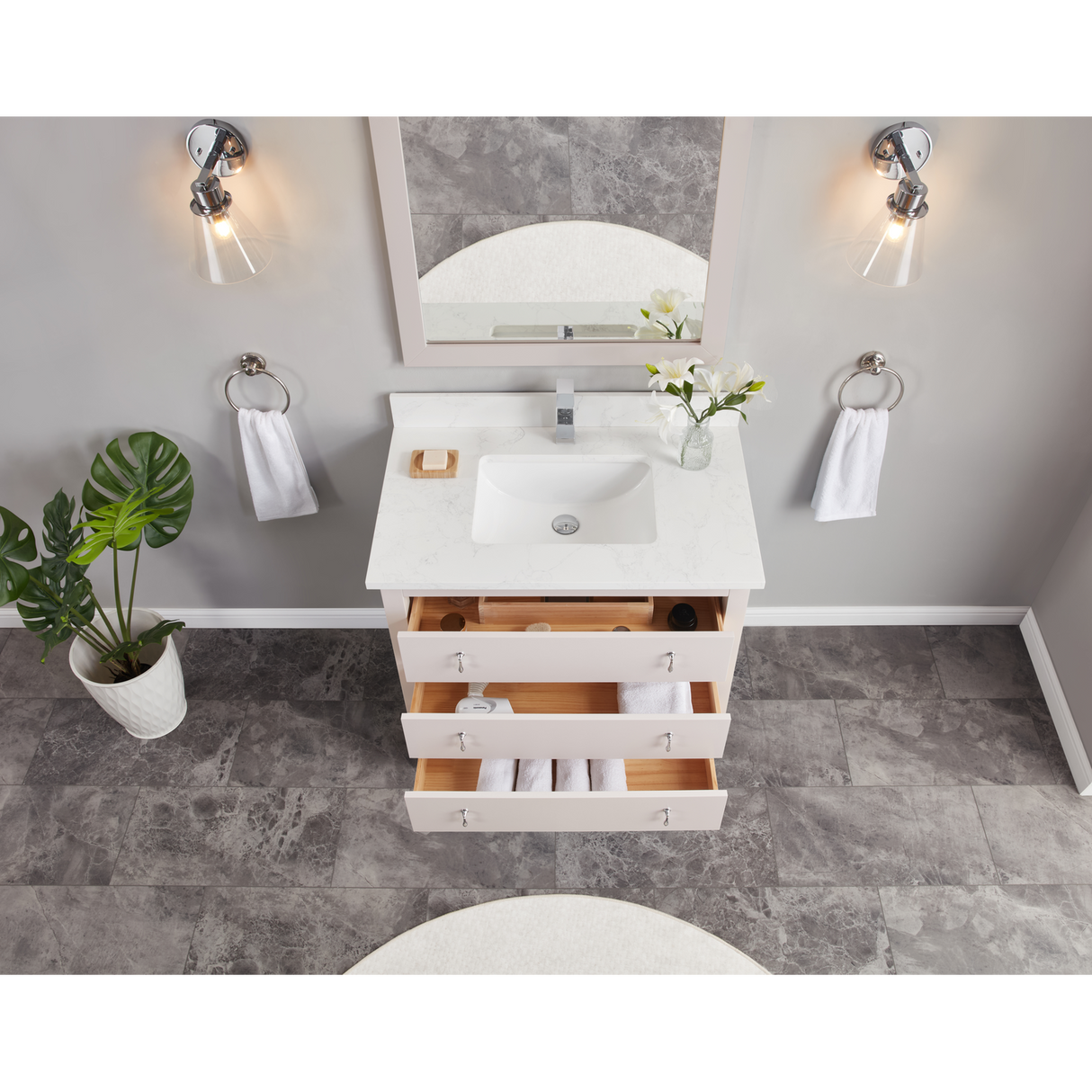 Legion Furniture 36" DREAMY WHITE FINISH SOLID WOOD SINK VANITY WITH 1" ARTIFICIAL STONE TOP WS2512-36-DW