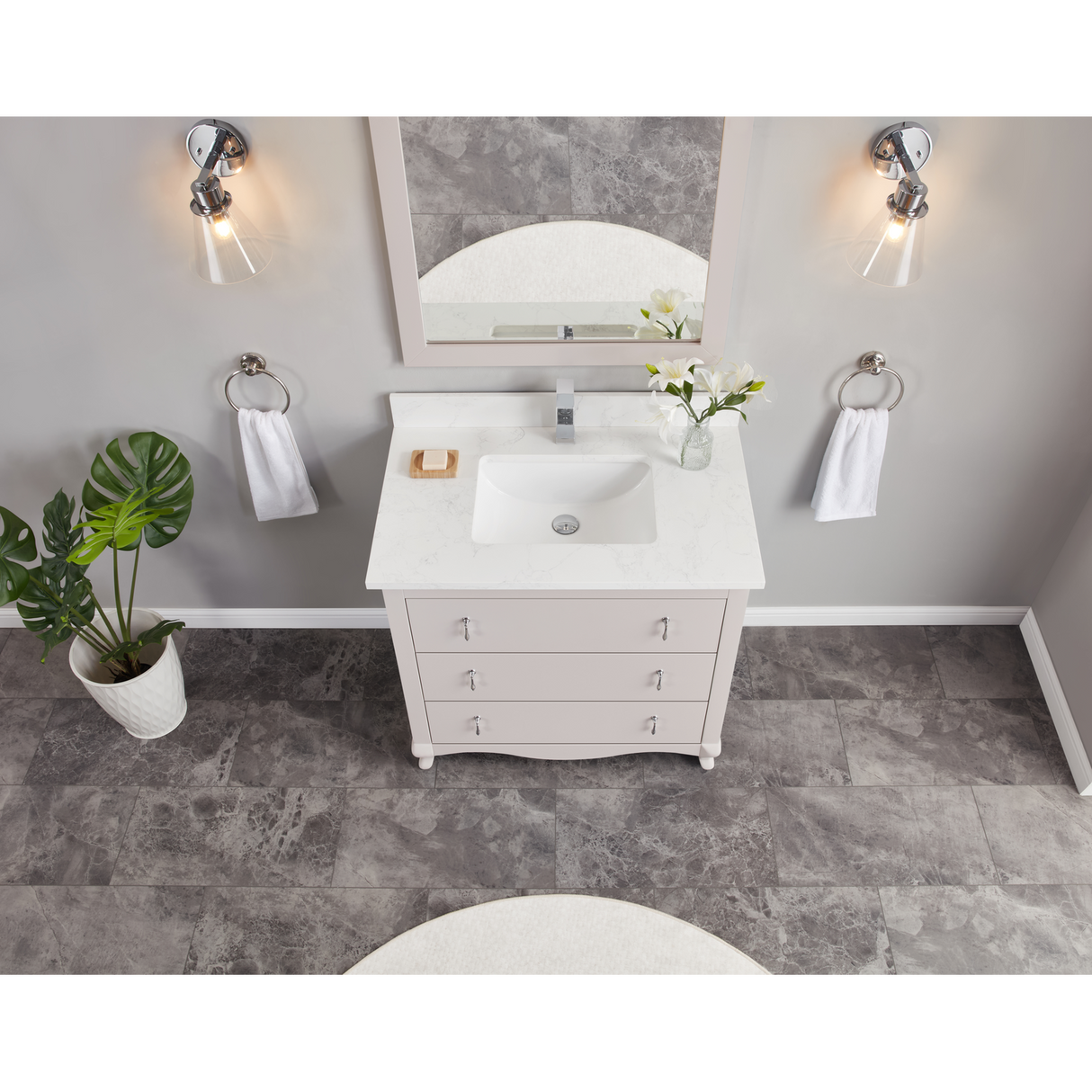 Legion Furniture 36" DREAMY WHITE FINISH SOLID WOOD SINK VANITY WITH 1" ARTIFICIAL STONE TOP WS2512-36-DW