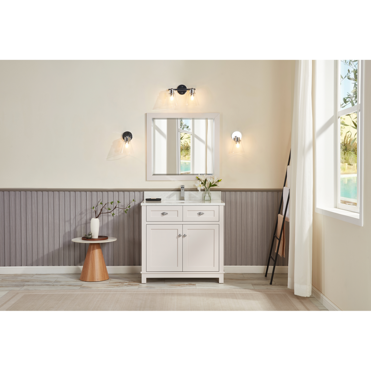 Legion Furniture 36" DREAMY WHITE FINISH SOLID WOOD SINK VANITY  WITH 1' ARTIFICIAL STONE TOP WS2515-36-DW