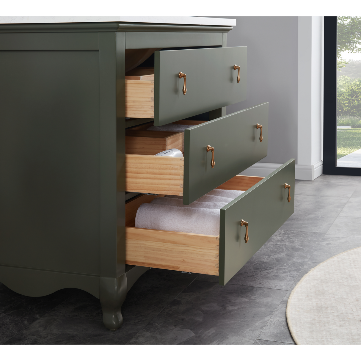Legion Furniture 36" PEWTER GREEN FINISH SOLID WOOD SINK VANITY  WITH 1' ARTIFICIAL STONE TOP WS2512-36-PG