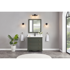 Legion Furniture 36" PEWTER GREEN FINISH SOLID WOOD SINK VANITY  WITH 1' ARTIFICIAL STONE TOP WS2512-36-PG