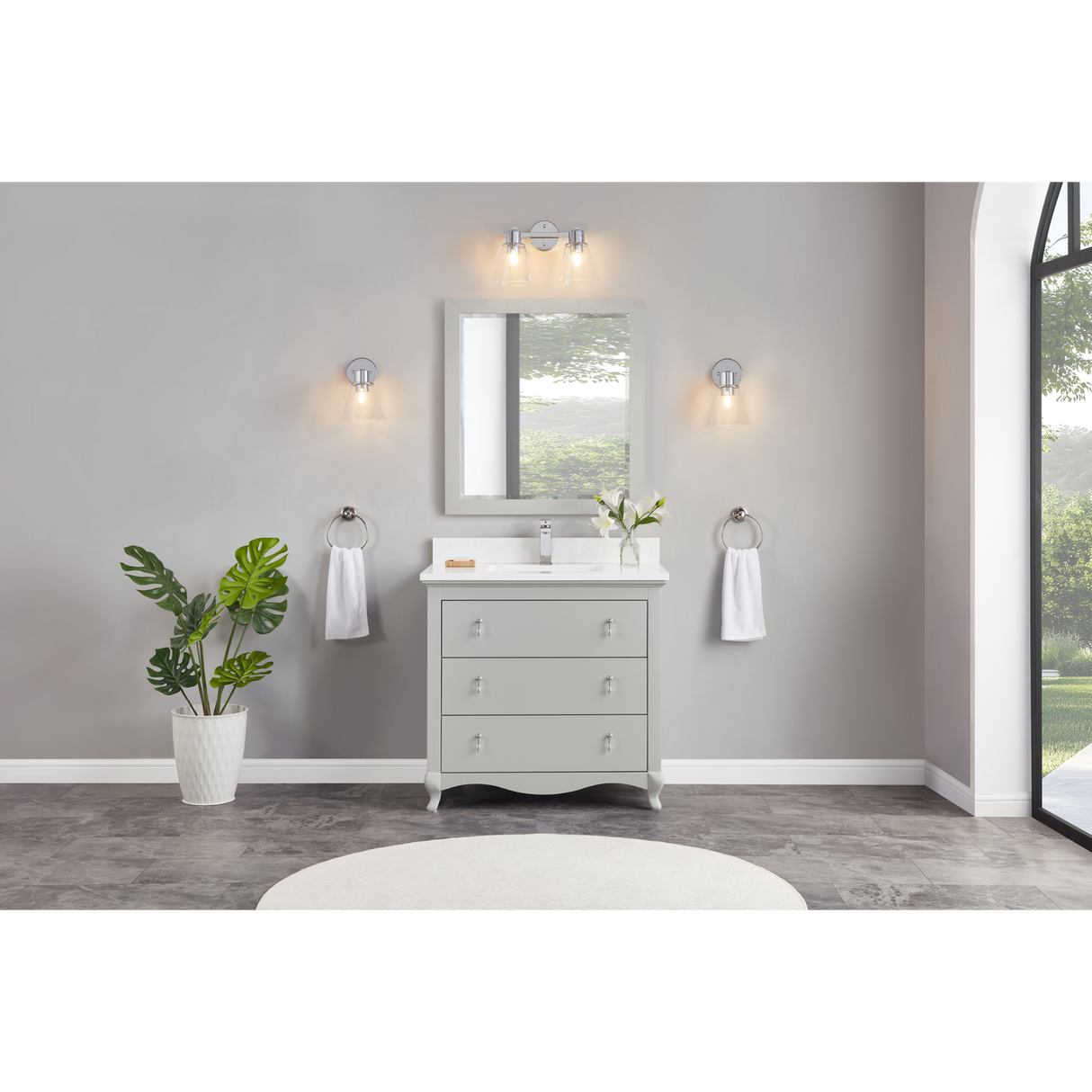 Legion Furniture 36" SILVER STRAND FINISH SOLID WOOD SINK VANITY WITH 1" ARTIFICIAL STONE TOP WS2512-36-SS