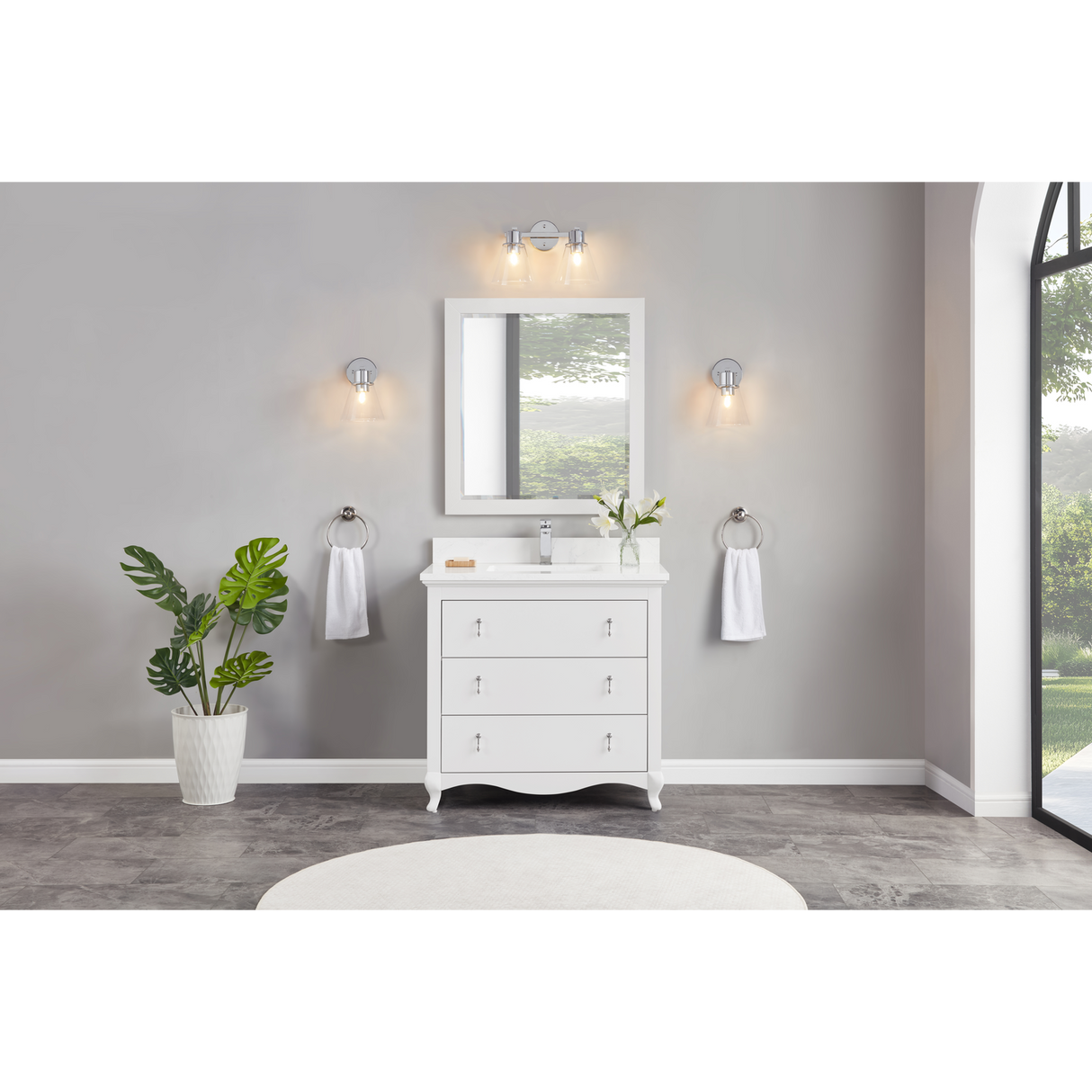 Legion Furniture 36" WHITE FINISH SOLID WOOD SINK VANITY WITH 1" ARTIFICIAL STONE TOP WS2512-36-W