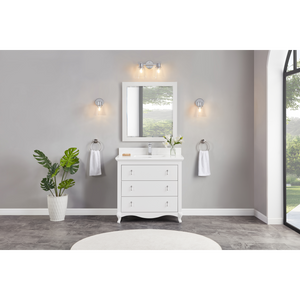 Legion Furniture 36" WHITE FINISH SOLID WOOD SINK VANITY WITH 1" ARTIFICIAL STONE TOP WS2512-36-W