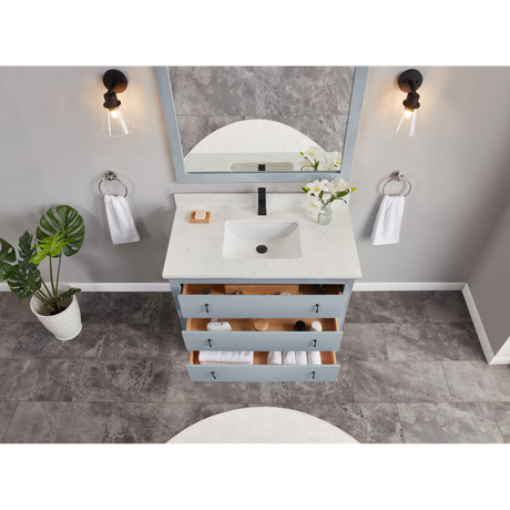 Legion Furniture 42" CADET FINISH SOLID WOOD SINK VANITY  WITH 1' ARTIFICIAL STONE TOP WS2512-42-CD