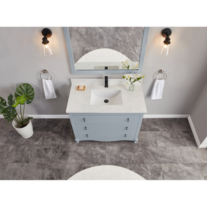 Legion Furniture 42" CADET FINISH SOLID WOOD SINK VANITY  WITH 1' ARTIFICIAL STONE TOP WS2512-42-CD
