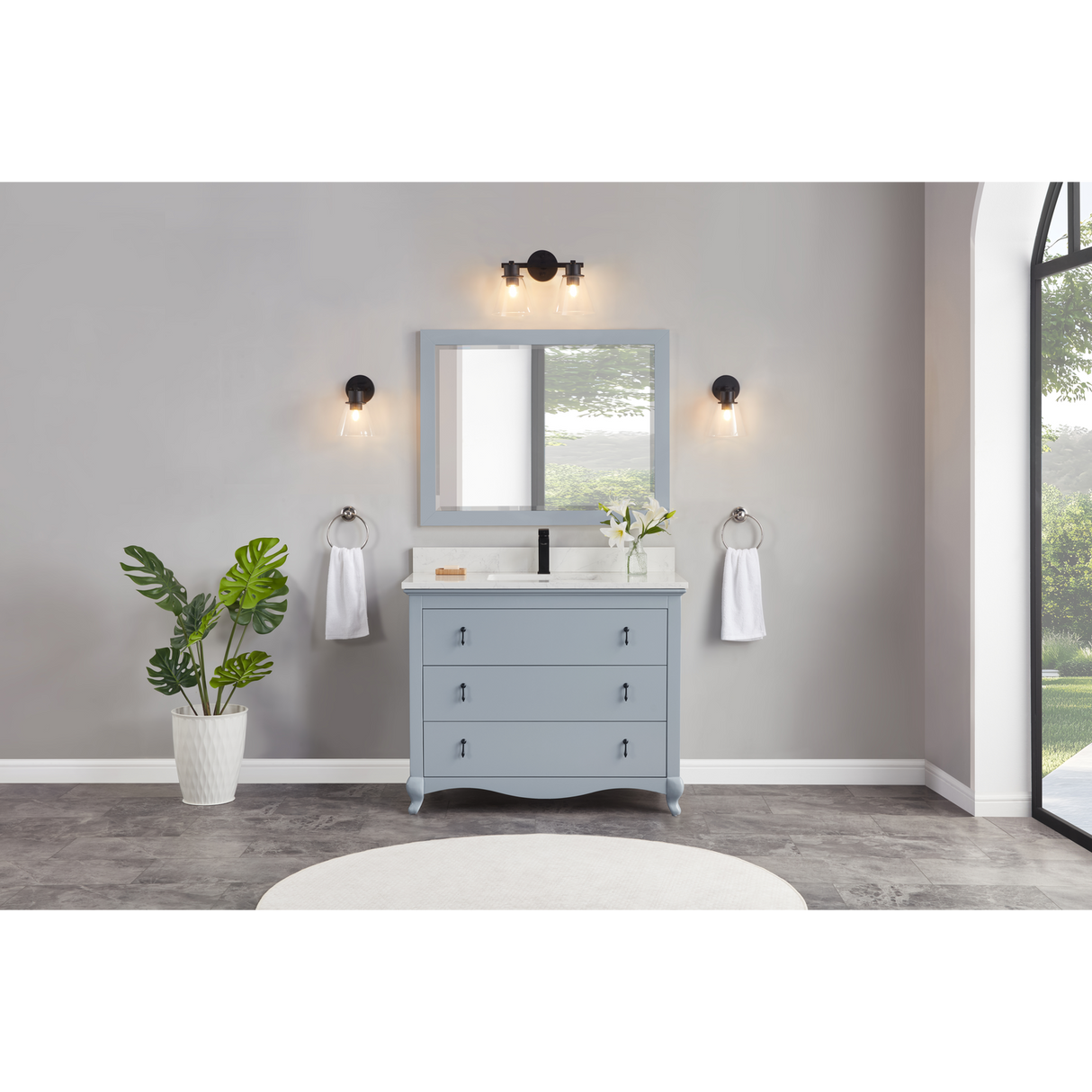 Legion Furniture 42" CADET FINISH SOLID WOOD SINK VANITY  WITH 1' ARTIFICIAL STONE TOP WS2512-42-CD