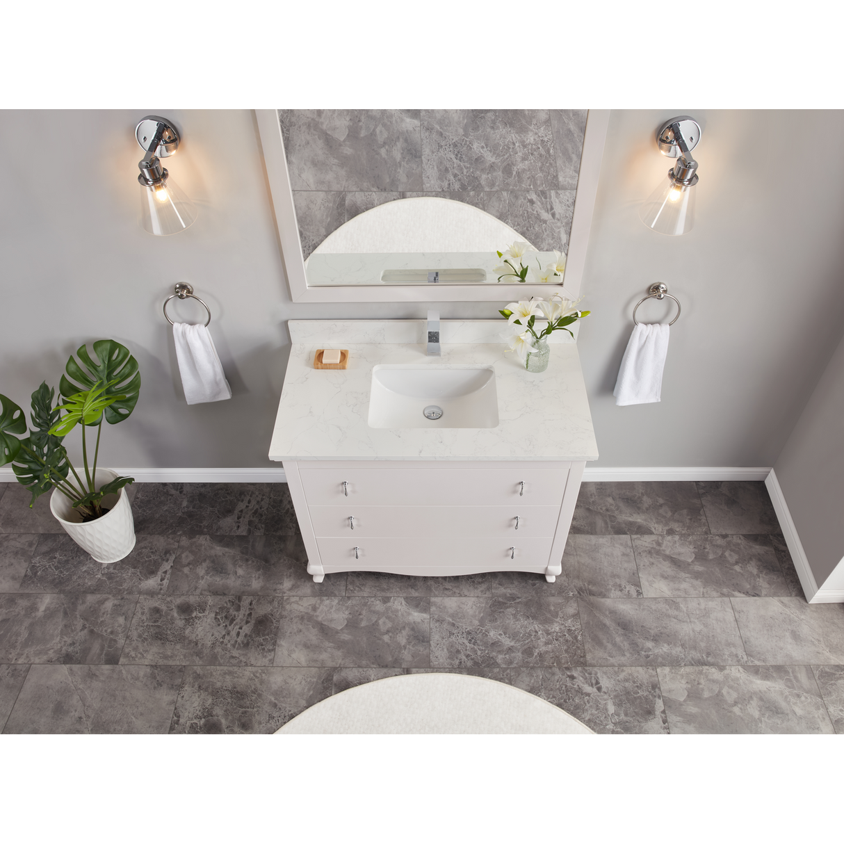 Legion Furniture 42" DREAMY WHITE FINISH SOLID WOOD SINK VANITY WITH 1" ARTIFICIAL STONE TOP WS2512-42-DW