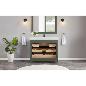 Legion Furniture 42" PEWTER GREEN FINISH SOLID WOOD SINK VANITY  WITH 1' ARTIFICIAL STONE TOP WS2512-42-PG