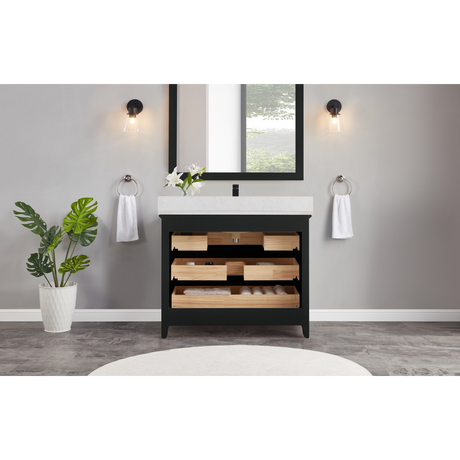 Legion Furniture 42" TRICORN BLACK FINISH SOLID WOOD SINK VANITY WITH 1" ARTIFICIAL STONE TOP WS2512-42-TB