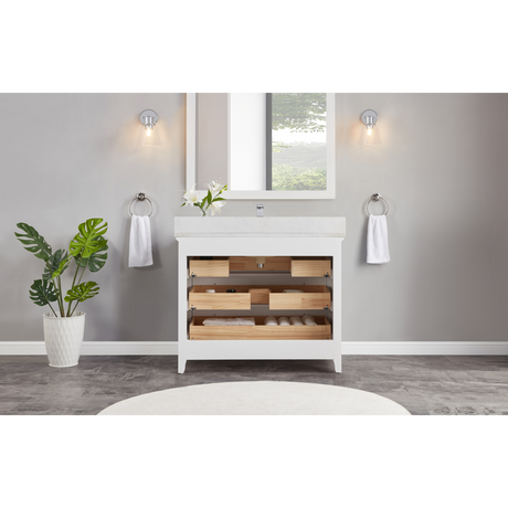 Legion Furniture 42" WHITE FINISH SOLID WOOD SINK VANITY WITH 1" ARTIFICIAL STONE TOP WS2512-42-W