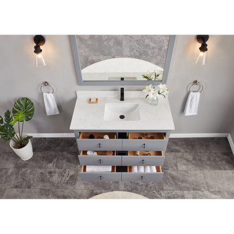 Legion Furniture 48" CADET FINISH SOLID WOOD SINK VANITY  WITH 1' ARTIFICIAL STONE TOP WS2512-48-CD