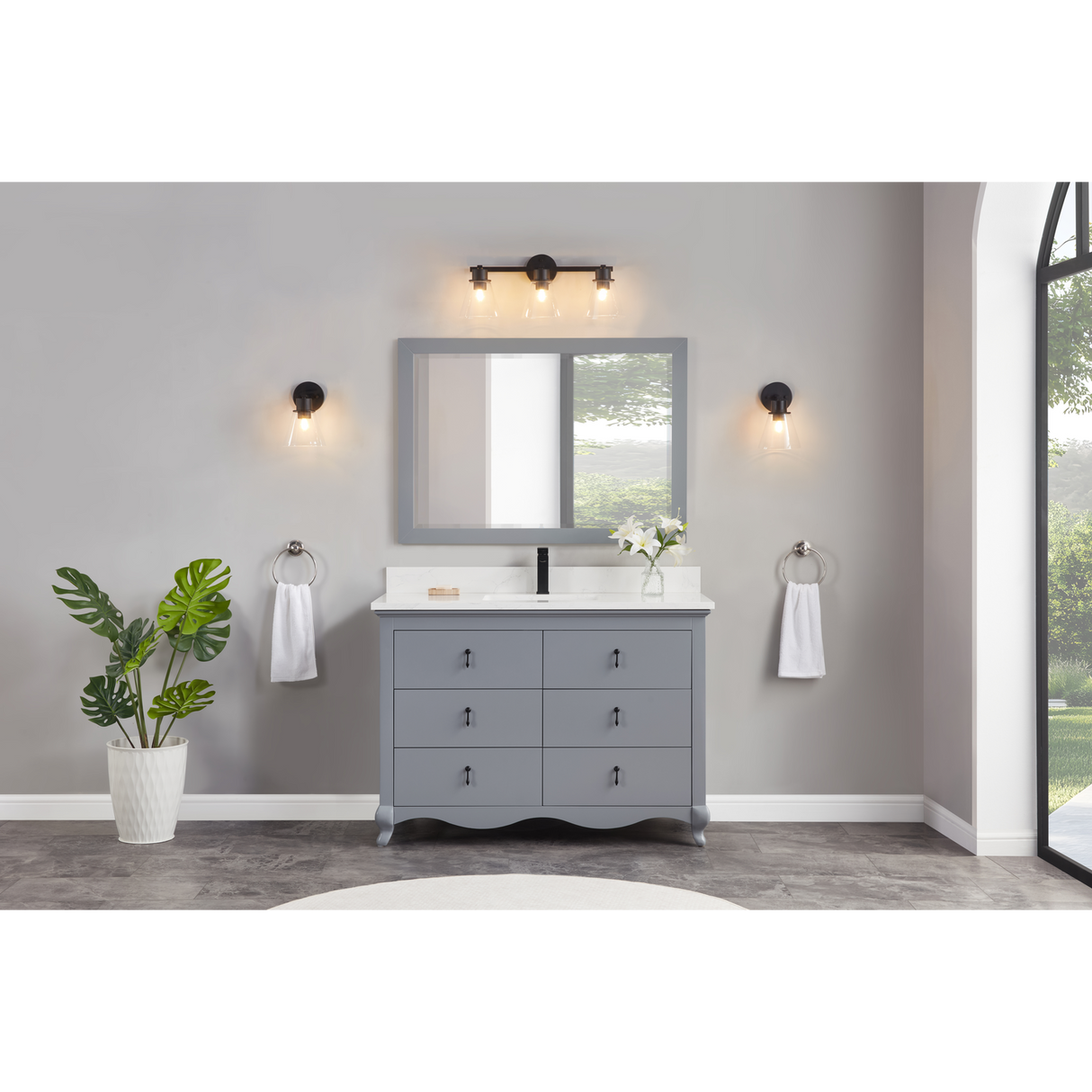 Legion Furniture 48" CADET FINISH SOLID WOOD SINK VANITY  WITH 1' ARTIFICIAL STONE TOP WS2512-48-CD