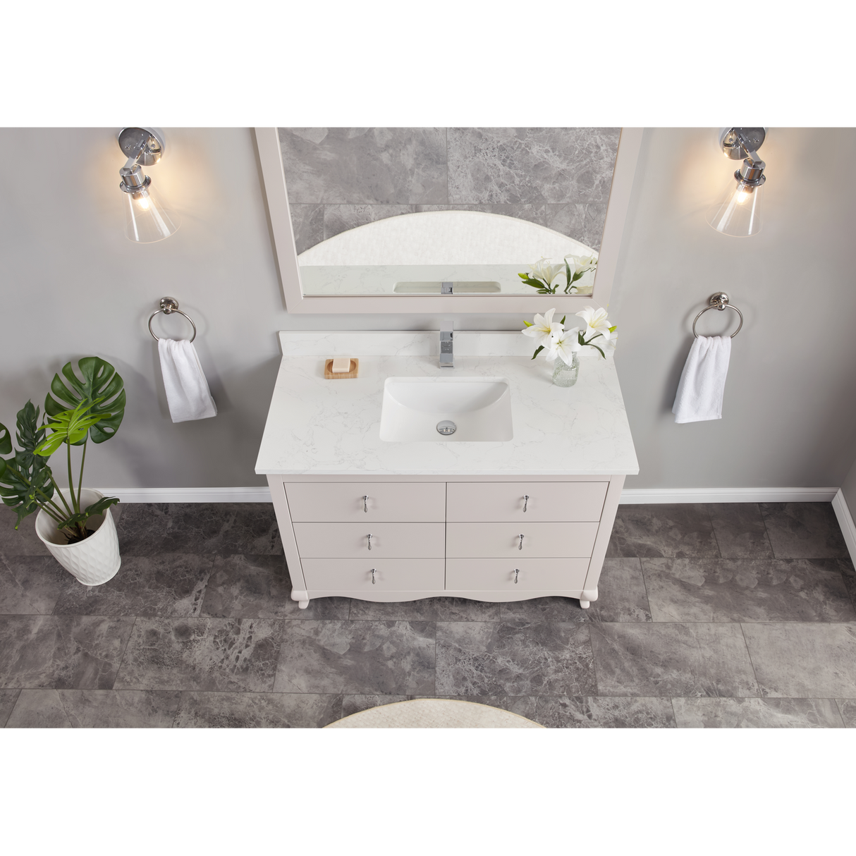 Legion Furniture 48" DREAMY WHITE FINISH SOLID WOOD SINK VANITY WITH 1" ARTIFICIAL STONE TOP WS2512-48-DW
