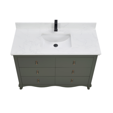 Legion Furniture 48" PEWTER GREEN FINISH SOLID WOOD SINK VANITY  WITH 1' ARTIFICIAL STONE TOP WS2512-48-PG
