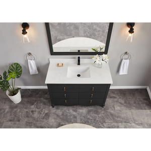Legion Furniture 48" TRICORN BLACK FINISH SOLID WOOD SINK VANITY WITH 1" ARTIFICIAL STONE TOP WS2512-48-TB