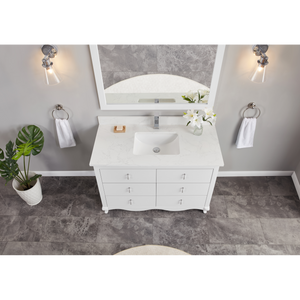 Legion Furniture 48" WHITE FINISH SOLID WOOD SINK VANITY WITH 1" ARTIFICIAL STONE TOP WS2512-48-W
