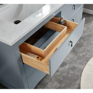Legion Furniture 60" CADET FINISH SOLID WOOD SINK VANITY  WITH 1' ARTIFICIAL STONE TOP WS2512-60-CD