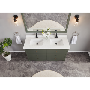 Legion Furniture 60" PEWTER GREEN FINISH SOLID WOOD SINK VANITY  WITH 1' ARTIFICIAL STONE TOP WS2512-60-PG
