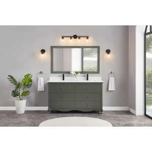 Legion Furniture 60" PEWTER GREEN FINISH SOLID WOOD SINK VANITY  WITH 1' ARTIFICIAL STONE TOP WS2512-60-PG