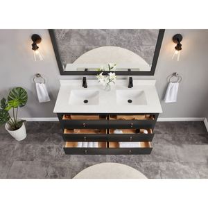 Legion Furniture 60" TRICORN BLACK FINISH SOLID WOOD SINK VANITY WITH 1" ARTIFICIAL STONE TOP WS2512-60-TB